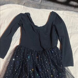 Arshiner Chic Black Kids Dance Costume with Sparkling Skirt